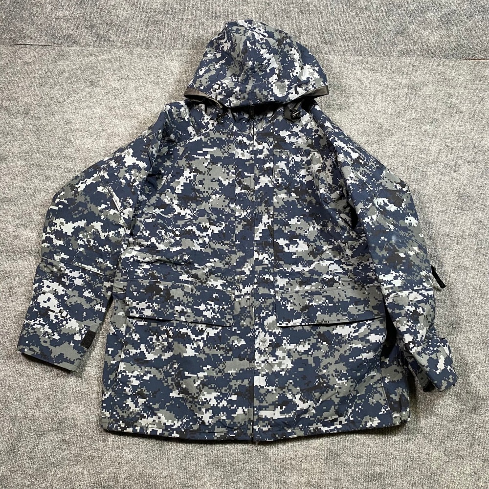 US Navy NWU Type I Digital Blue Camo Working Parka Large Long Valley Apparel